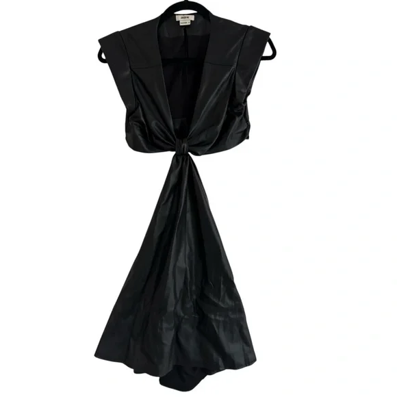 JASON WU Black Vegan Leather With Cut Out Mini Dress XS - Picture 3 of 6